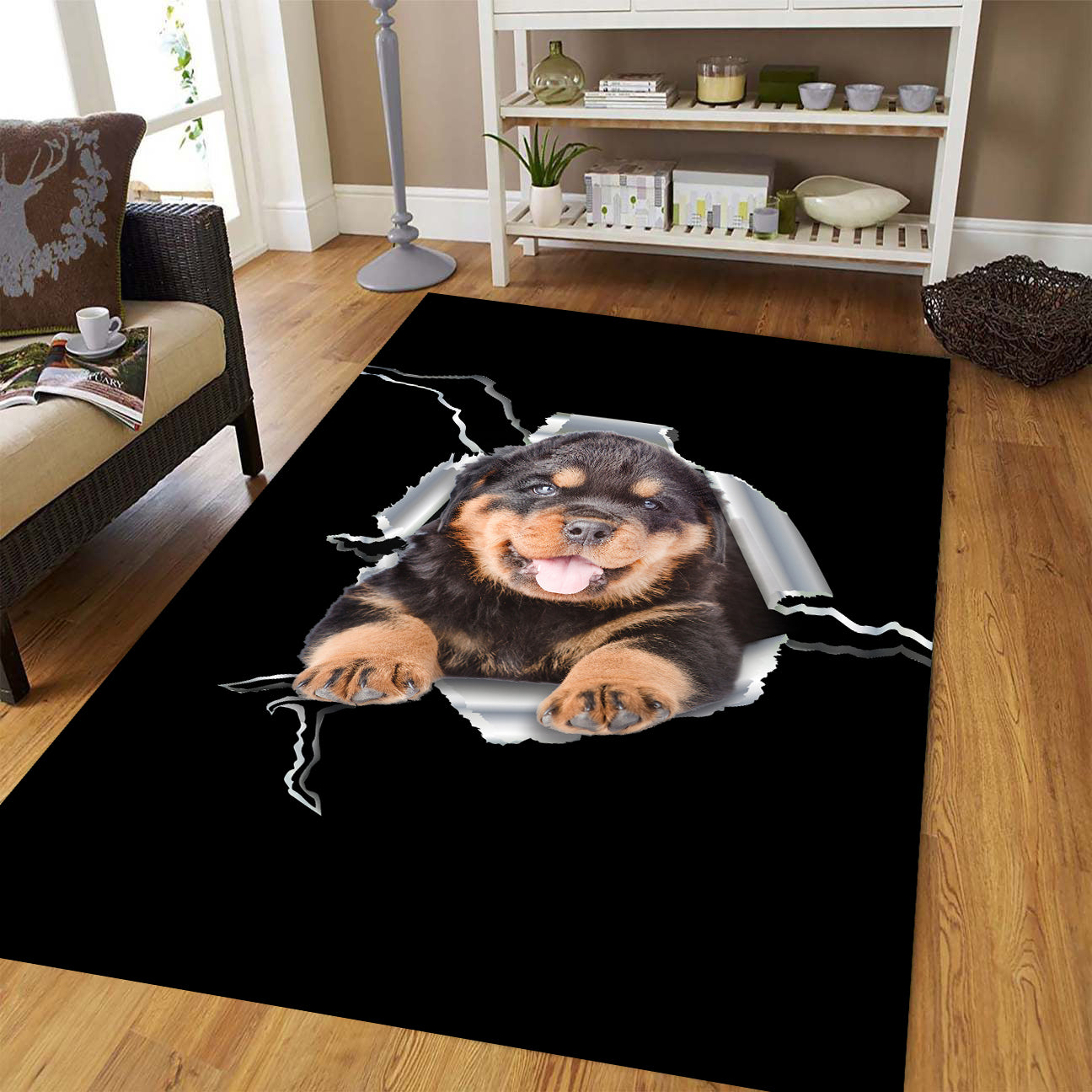 Rottweiler Scratch Rectangle Rug