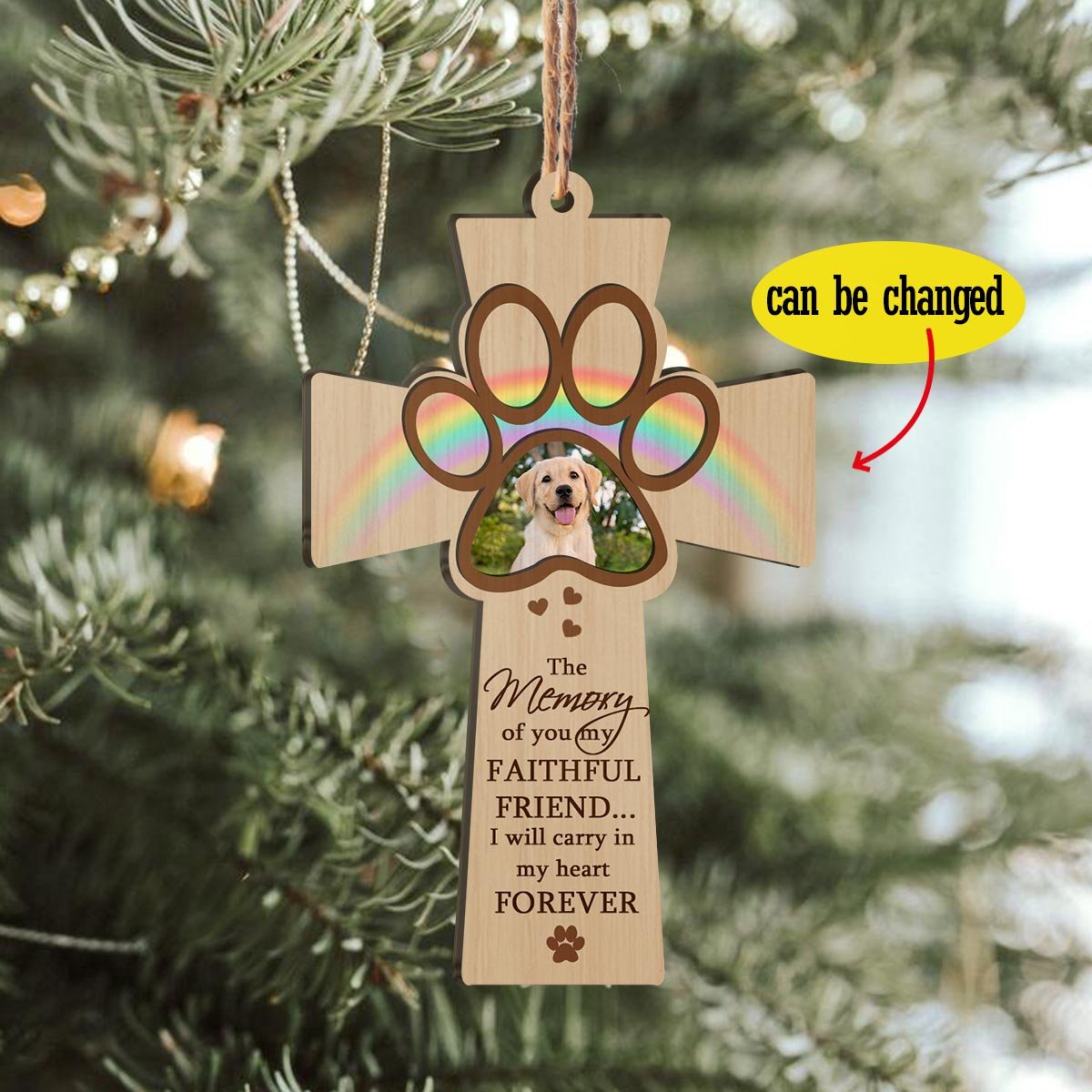 My Faithful Friend Paw Dog Christmas Personalizedwitch Personalized Layered Wood Memorial Ornament