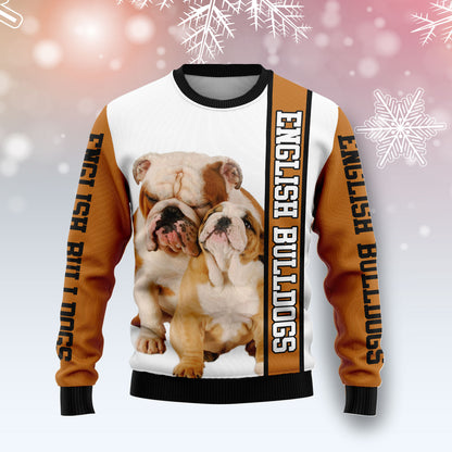 Rescued English Bulldog D1011 Ugly Christmas Sweater