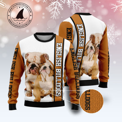 Rescued English Bulldog D1011 Ugly Christmas Sweater