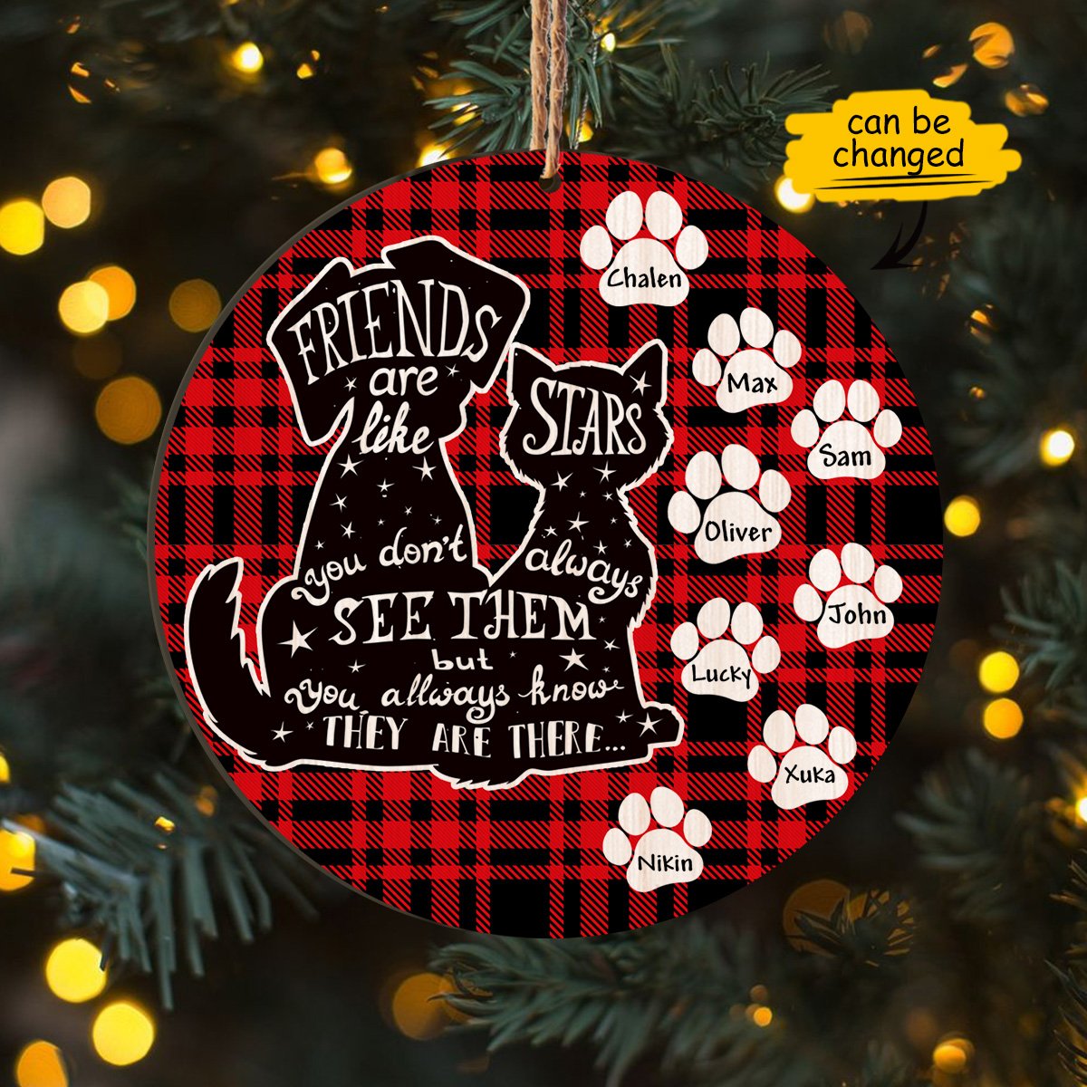 Friends Are Like Stars Dog Cat Paw Custome Name Personalizedwitch Personalized Christmas Printed Wood Ornament