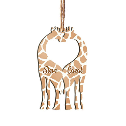 Giraffe Couple Custom Family Member Names Personalizedwitch Personalized Layered Wood Christmas Ornament