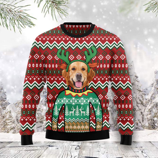 Golden Retriever Reindeer TY0812 Ugly Christmas Sweater