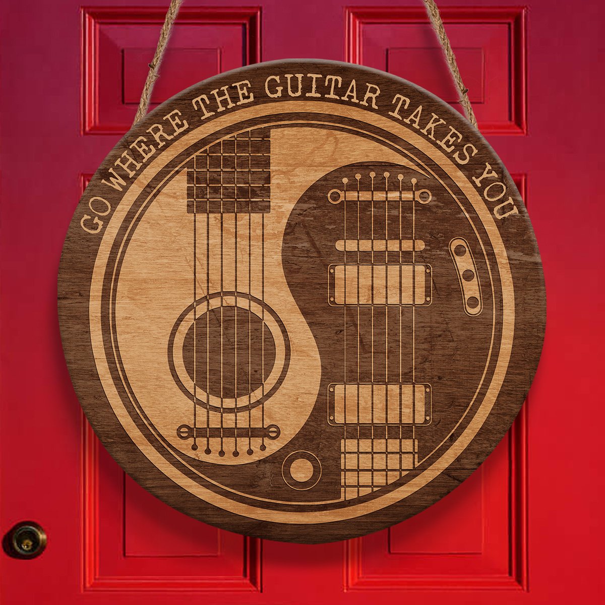 Go Where The Guitar Takes You Personalizedwitch Round Wood Sign Outdoor Decor