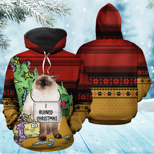 Grumpy Cat Ruined Christmas TY1012 unisex womens & mens, couples matching, friends, funny family sublimation 3D hoodie christmas holiday gifts (plus size available)