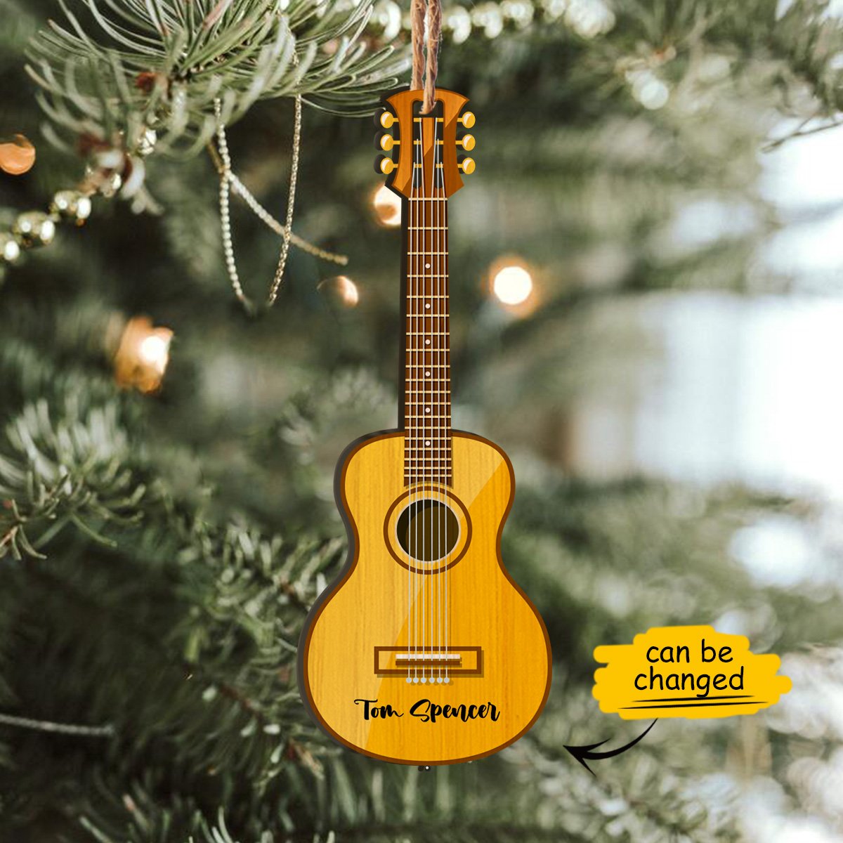 Classic Guitar Custom Name Personalizedwitch Personalized Christmas Printed Wood Ornament