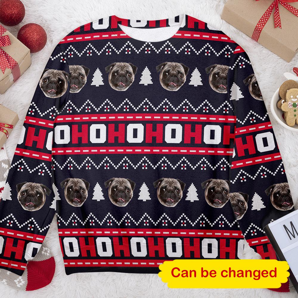 Hohoho Custom Funny Face Personalizedwitch Personalized Christmas Sweater