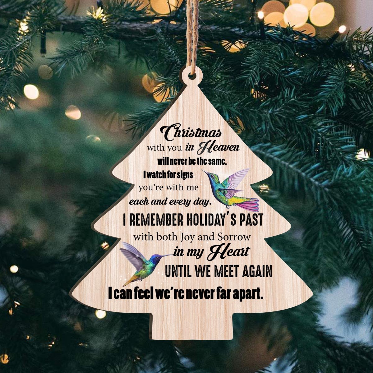 Hummingbird Christmas In Heaven Personalizedwitch Christmas Printed Wood Memorial Ornament
