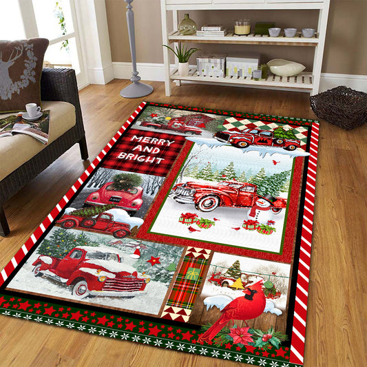 Red Truck Christmas Rectangle Rug