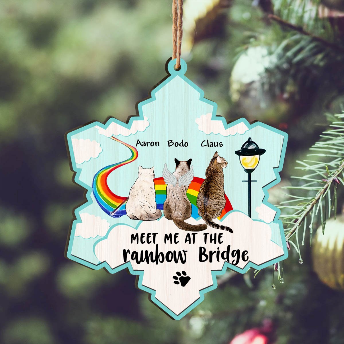 Meet Me At The Rainbow Bridge Personalizedwitch Personalized Printed Wood Christmas Memorial Ornament