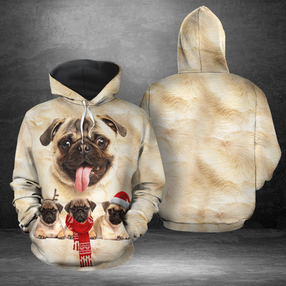 Pug HT201106 Unisex womens & mens, couples matching, friends, funny family sublimation 3D hoodie christmas holiday gifts (plus size available)