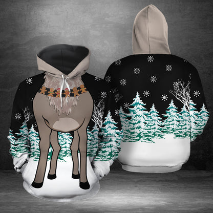 Reindeer HT251102 Unisex womens & mens, couples matching, friends, funny family sublimation 3D hoodie christmas holiday gifts (plus size available)