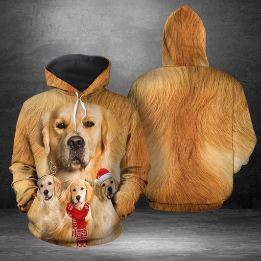 Golden Retriever HT201104 Unisex womens & mens, couples matching, friends, funny family sublimation 3D hoodie christmas holiday gifts (plus size available)