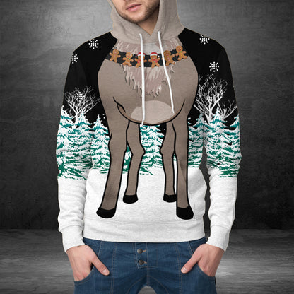 Reindeer HT251102 Unisex womens & mens, couples matching, friends, funny family sublimation 3D hoodie christmas holiday gifts (plus size available)