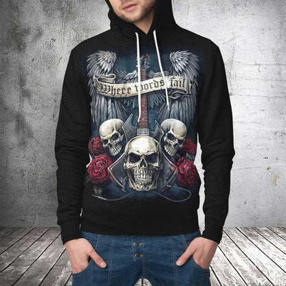 Guitar Skull Flower HT251108 Unisex womens & mens, couples matching, friends, funny family sublimation 3D hoodie christmas holiday gifts (plus size available)