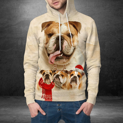 Bulldog HT201105 Unisex womens & mens, couples matching, friends, funny family sublimation 3D hoodie christmas holiday gifts (plus size available)