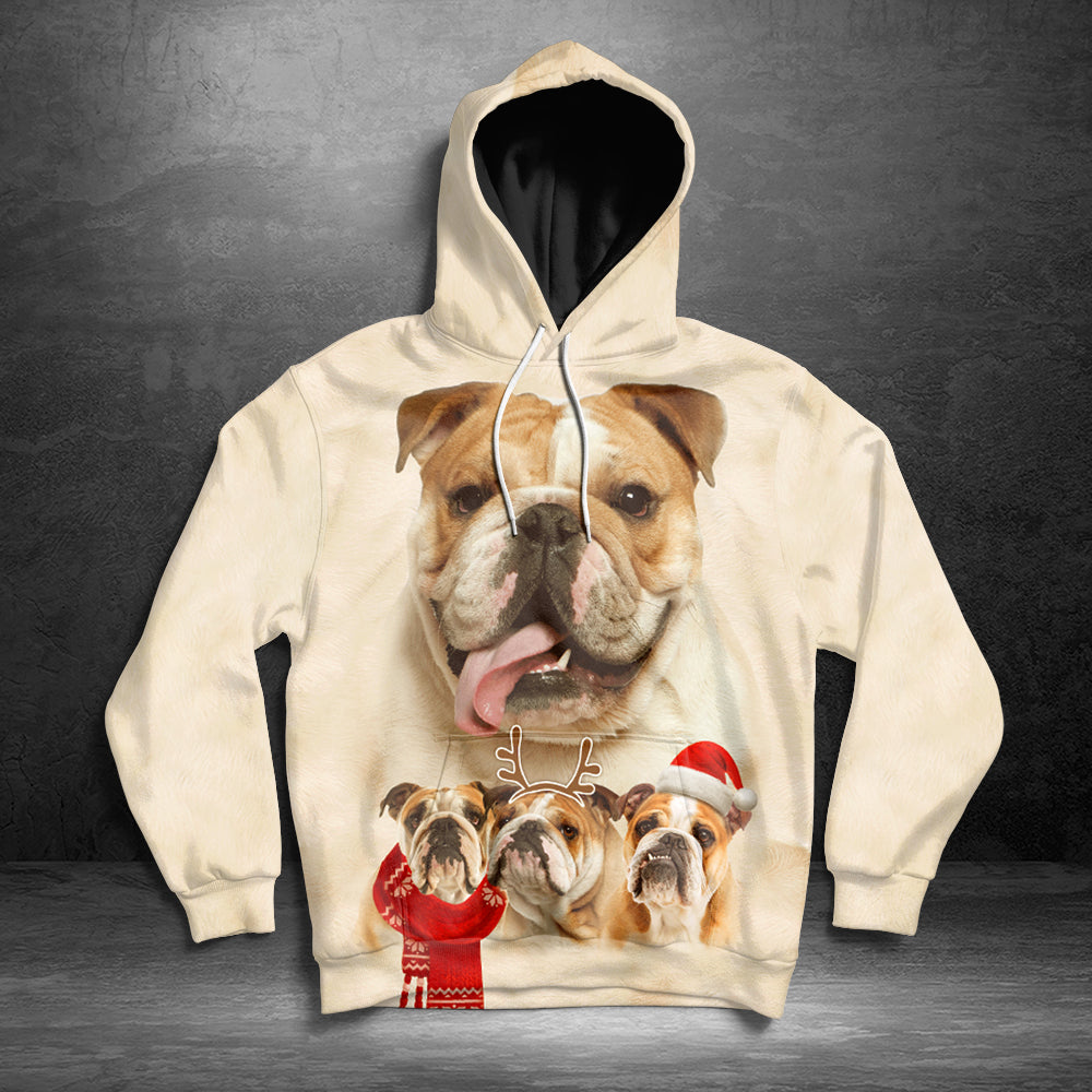 Bulldog HT201105 Unisex womens & mens, couples matching, friends, funny family sublimation 3D hoodie christmas holiday gifts (plus size available)