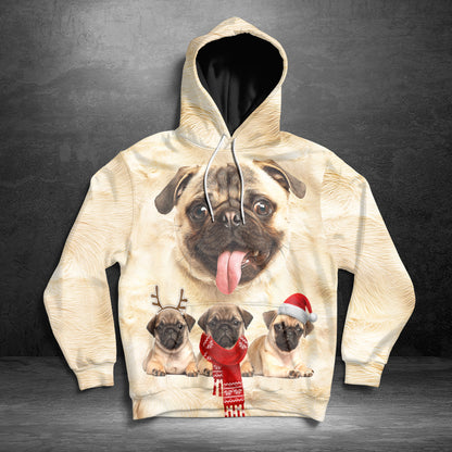 Pug HT201106 Unisex womens & mens, couples matching, friends, funny family sublimation 3D hoodie christmas holiday gifts (plus size available)