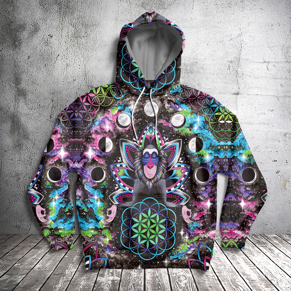 Yoga Monkey HT261101 Unisex womens & mens, couples matching, friends, funny family sublimation 3D hoodie christmas holiday gifts (plus size available)