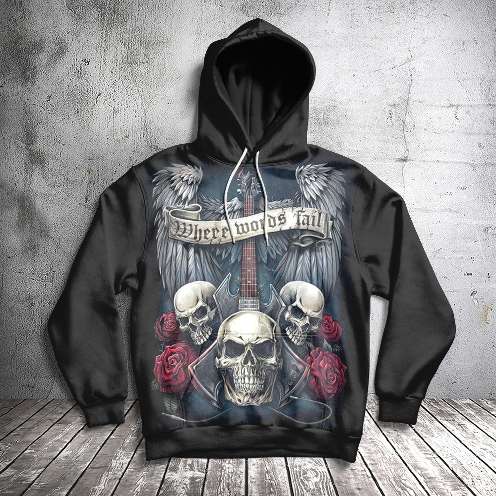 Guitar Skull Flower HT251108 Unisex womens & mens, couples matching, friends, funny family sublimation 3D hoodie christmas holiday gifts (plus size available)