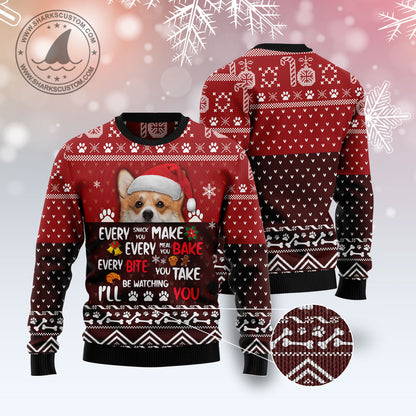 Pembroke Welsh Corgi Will Be Watching You T2910 Ugly Christmas Sweater