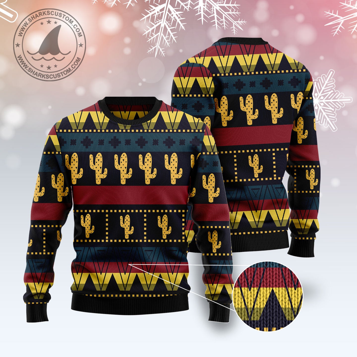 Cactus Group Pattern T0411 Ugly Christmas Sweater