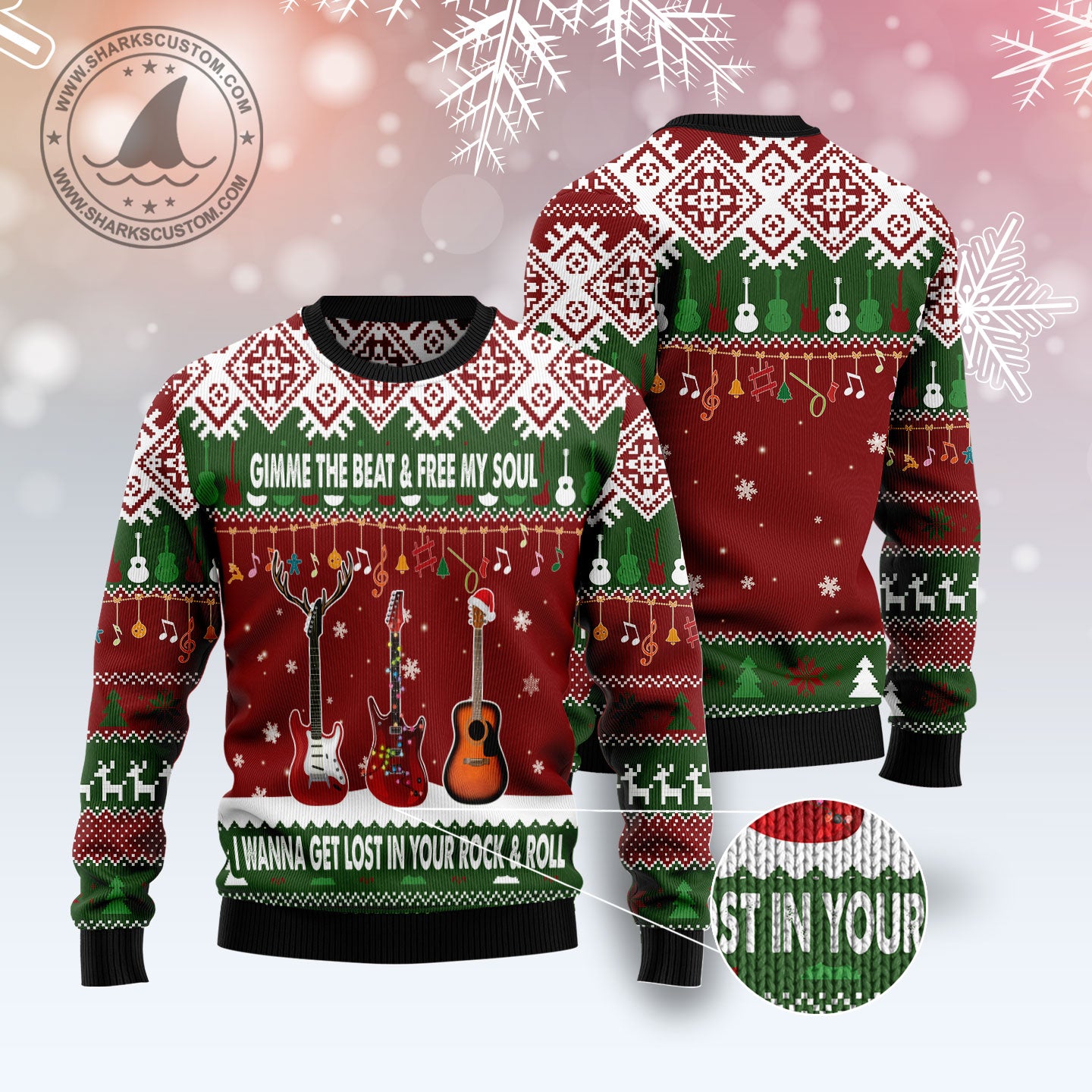 Guitar Gimme The Beat T0511 Ugly Christmas Sweater