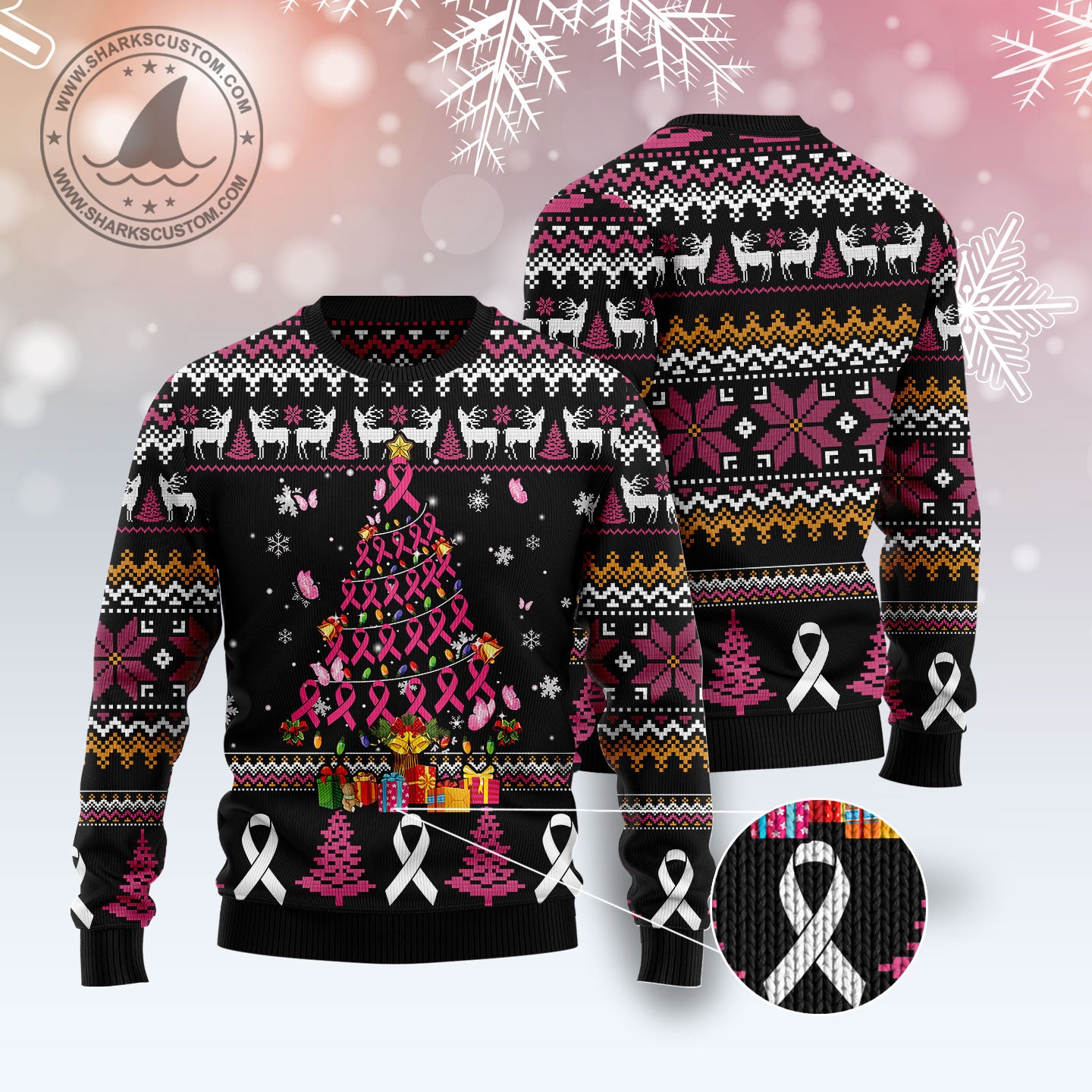 Breast Cancer Awareness Christmas Tree T0611 Ugly Christmas Sweater