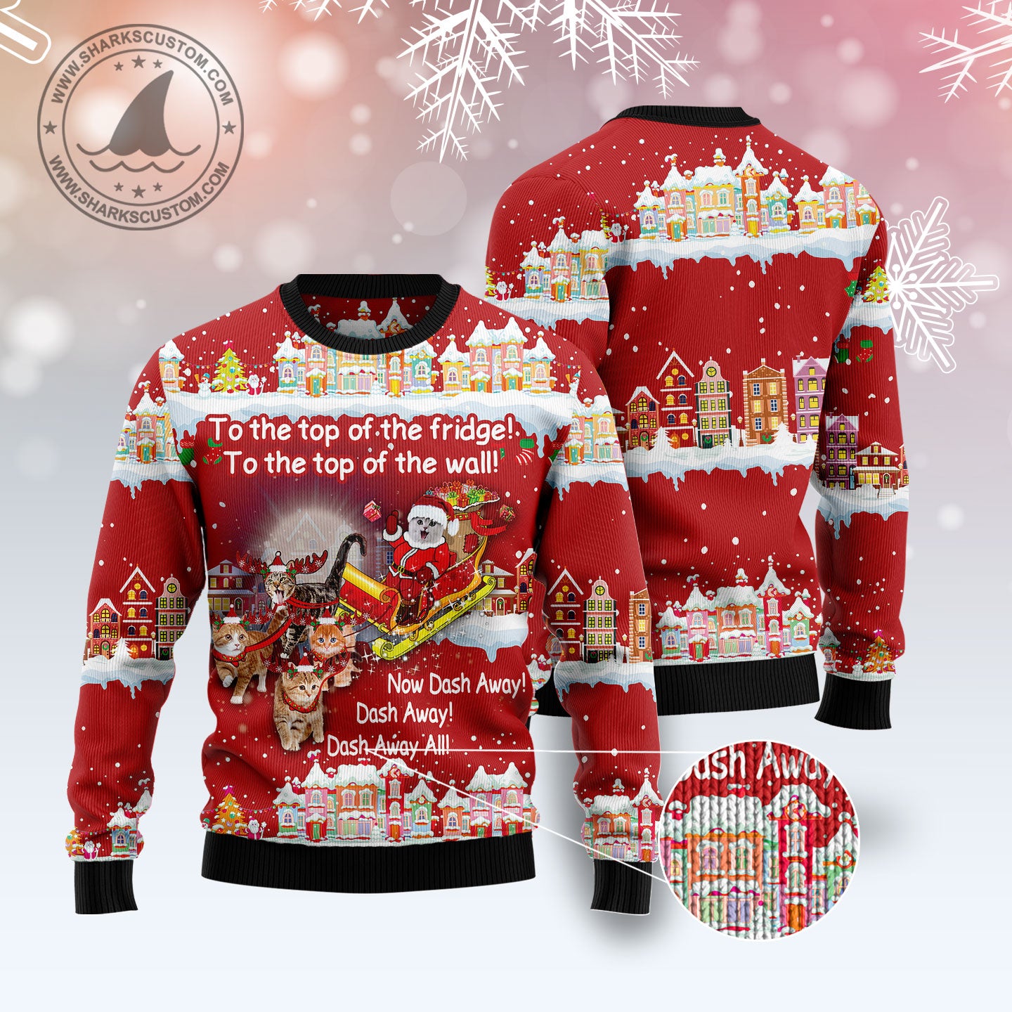 Cat Sleigh Christmas T1011 Ugly Christmas Sweater