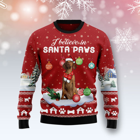 Vizsla I Believe In Santa Paws T1011 Ugly Christmas Sweater