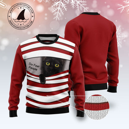 Black Cat Six Feet T1111 Ugly Christmas Sweater