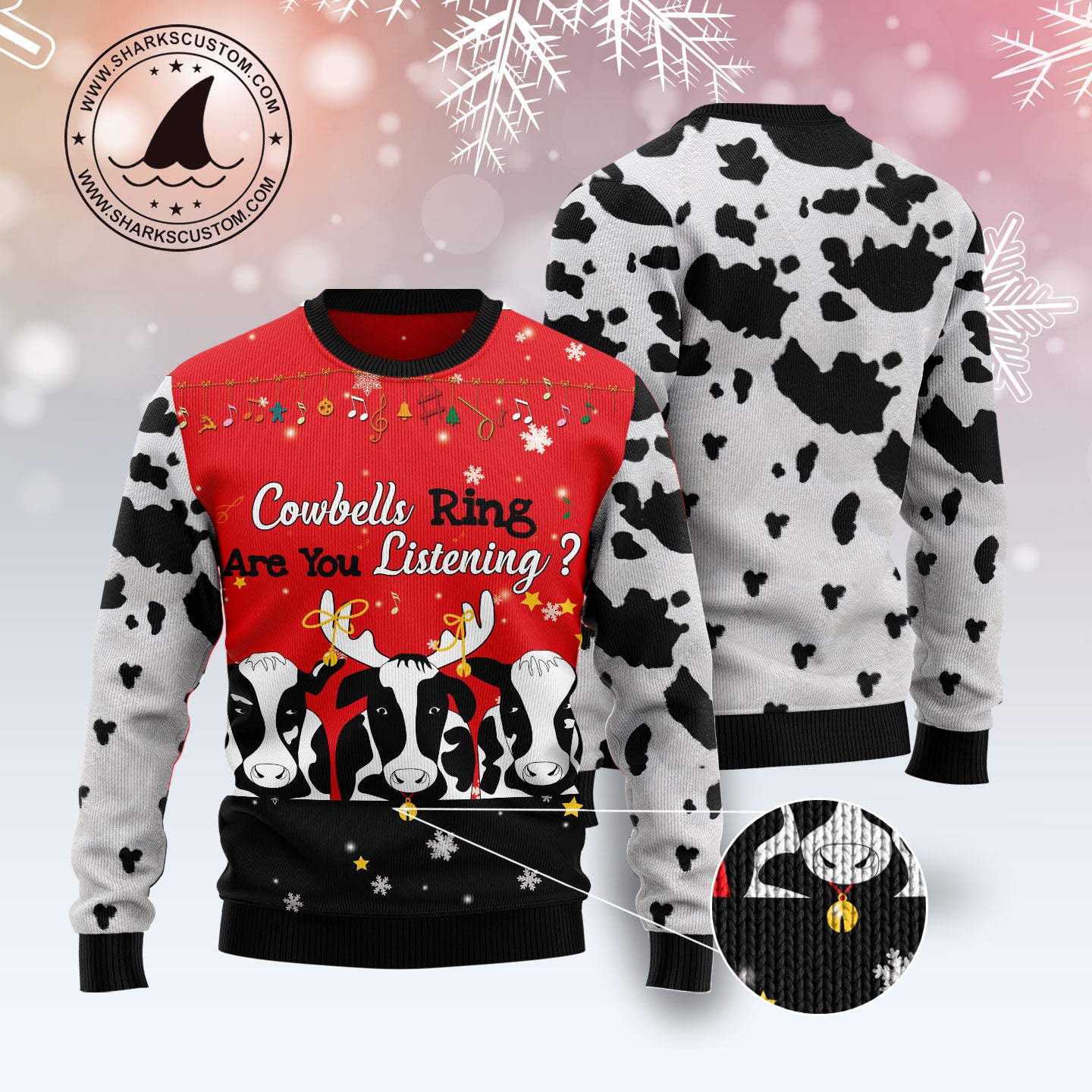Cow Bell Rings T1111 Ugly Christmas Sweater