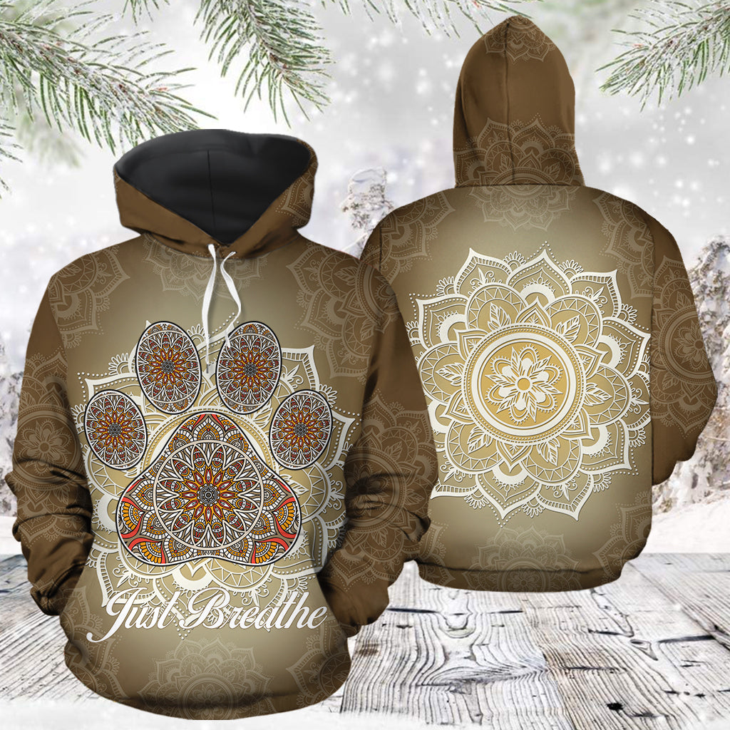 Dog Paw Mandala T2411 unisex womens & mens, couples matching, friends, funny family sublimation 3D hoodie christmas holiday gifts (plus size available)