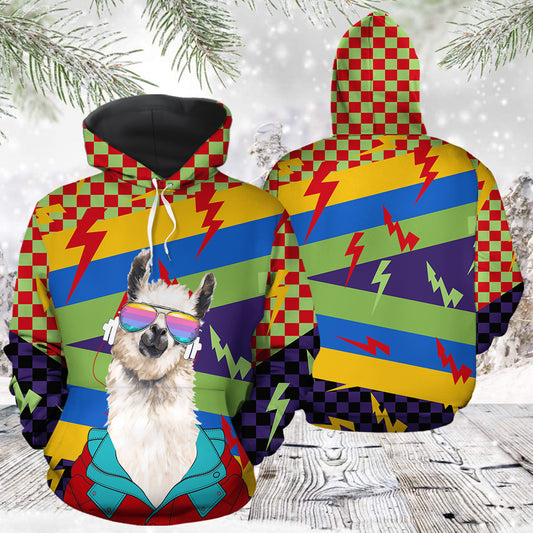 Llama Cool Face T2411 unisex womens & mens, couples matching, friends, funny family sublimation 3D hoodie christmas holiday gifts (plus size available)