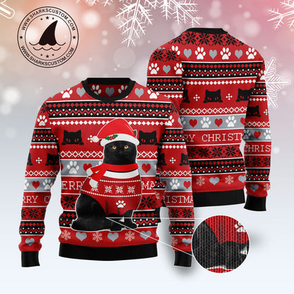 Black Cat Christmas Pattern T2411 Ugly Christmas Sweater