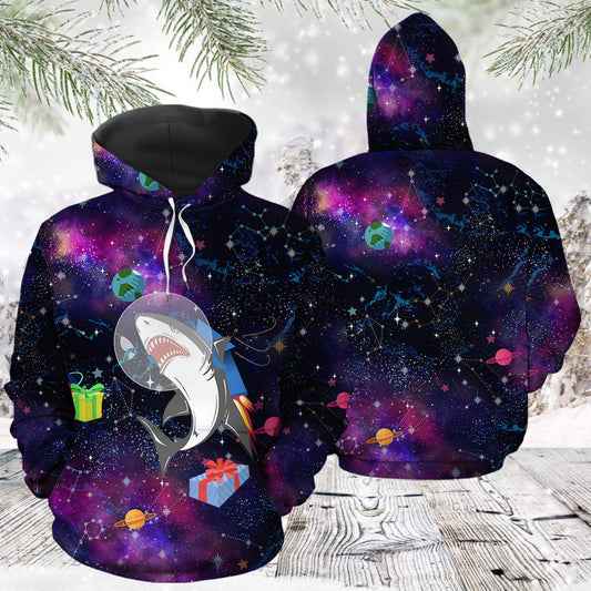 Shark Space T2511 unisex womens & mens, couples matching, friends, funny family sublimation 3D hoodie christmas holiday gifts (plus size available)