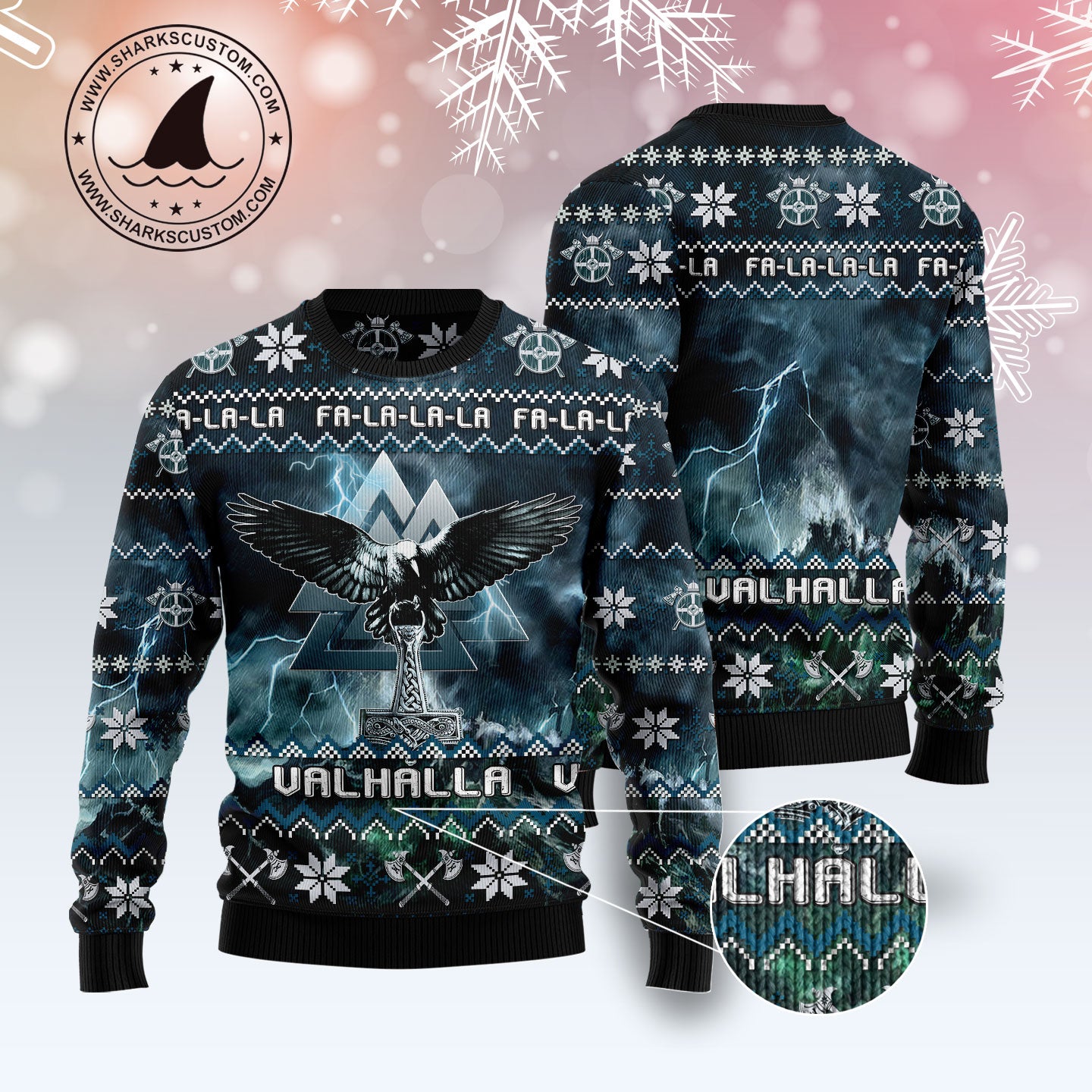 Viking Symbol T2711 unisex womens & mens, couples matching, friends, funny family ugly christmas holiday sweater gifts (plus size available)