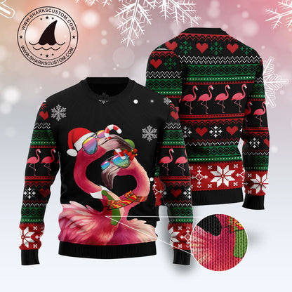 Flamingo Couple T3011 unisex womens & mens, couples matching, friends, funny family ugly christmas holiday sweater gifts (plus size available)