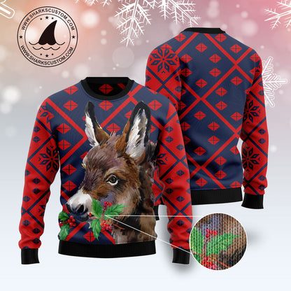 Donkey Christmas T3011 unisex womens & mens, couples matching, friends, funny family ugly christmas holiday sweater gifts (plus size available)