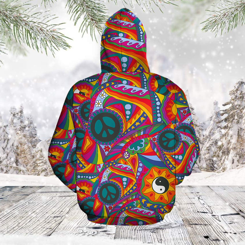Hippie Mushroom HZ121601 unisex womens & mens, couples matching, friends, funny family sublimation 3D hoodie christmas holiday gifts (plus size available)