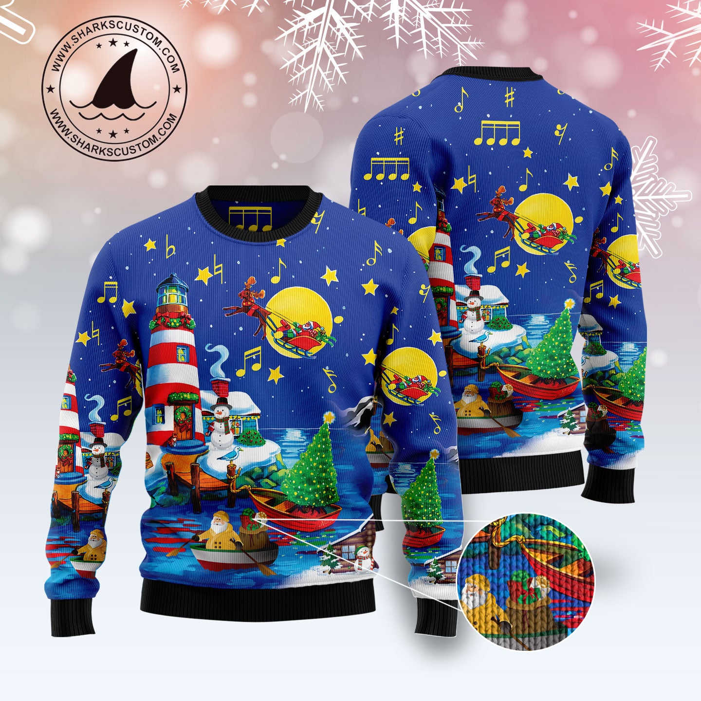 Christmas Lighthouse HZ120310 unisex womens & mens, couples matching, friends, funny family ugly christmas holiday sweater gifts (plus size available)