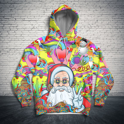 Hippie Santa HZ121606 unisex womens & mens, couples matching, friends, funny family sublimation 3D hoodie christmas holiday gifts (plus size available)