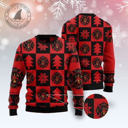 Firefighter Christmas Pattern T2110 Ugly Christmas Sweater