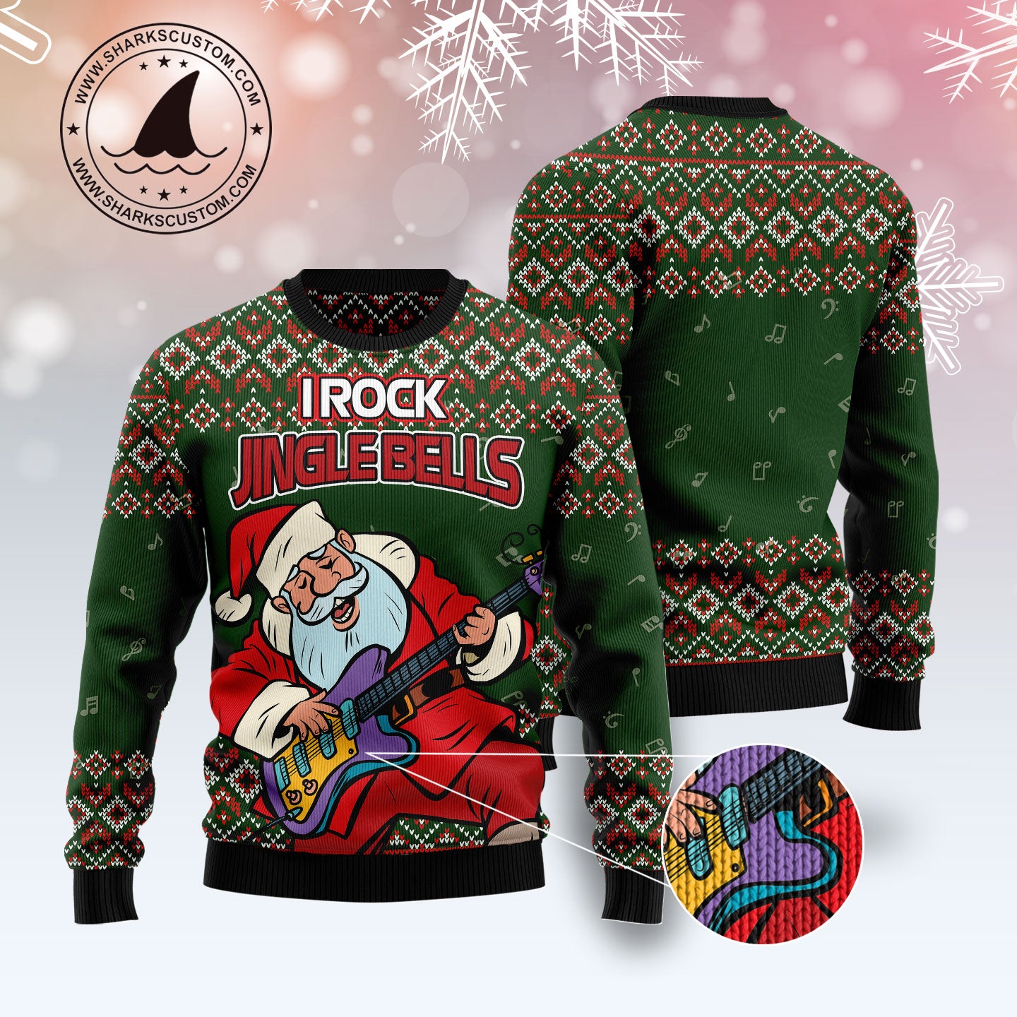 I Rock Jingle Bells HZ120713 unisex womens & mens, couples matching, friends, funny family ugly christmas holiday sweater gifts (plus size available)