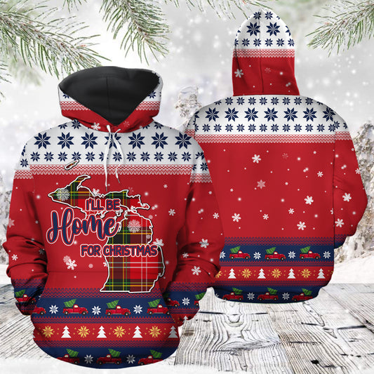 Michigan Home For Christmas T1311 - All Over Print Unisex Hoodie