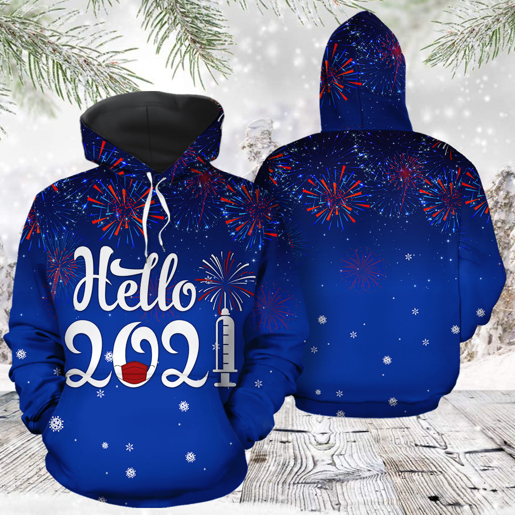 Hello 2021 H121712 unisex womens & mens, couples matching, friends, funny family sublimation 3D hoodie christmas holiday gifts (plus size available)
