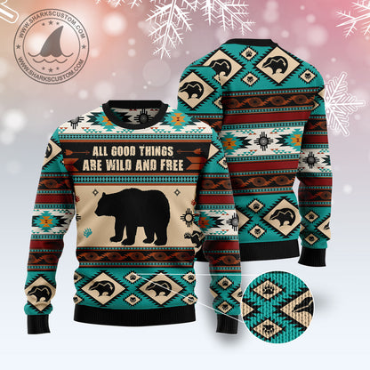 Bear Wild And Free T810 Ugly Christmas Sweater