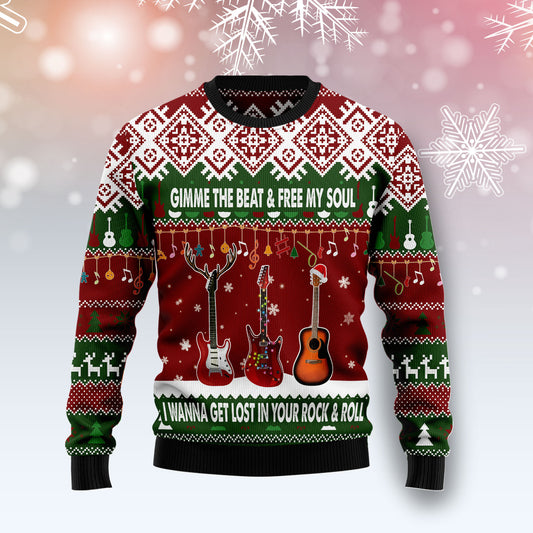 Guitar Gimme The Beat T0511 Ugly Christmas Sweater