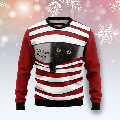 Black Cat Six Feet T1111 Ugly Christmas Sweater