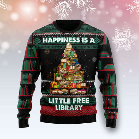 Book Free Library T2311 unisex womens & mens, couples matching, friends, funny family ugly christmas holiday sweater gifts (plus size available)